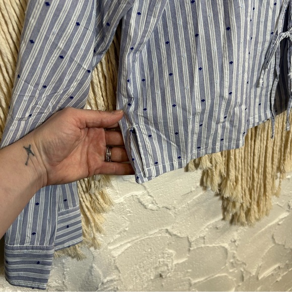 NWT Aerie Off-Duty Poplin Tie Front Blouse Women’s size Large - Picture 10 of 13